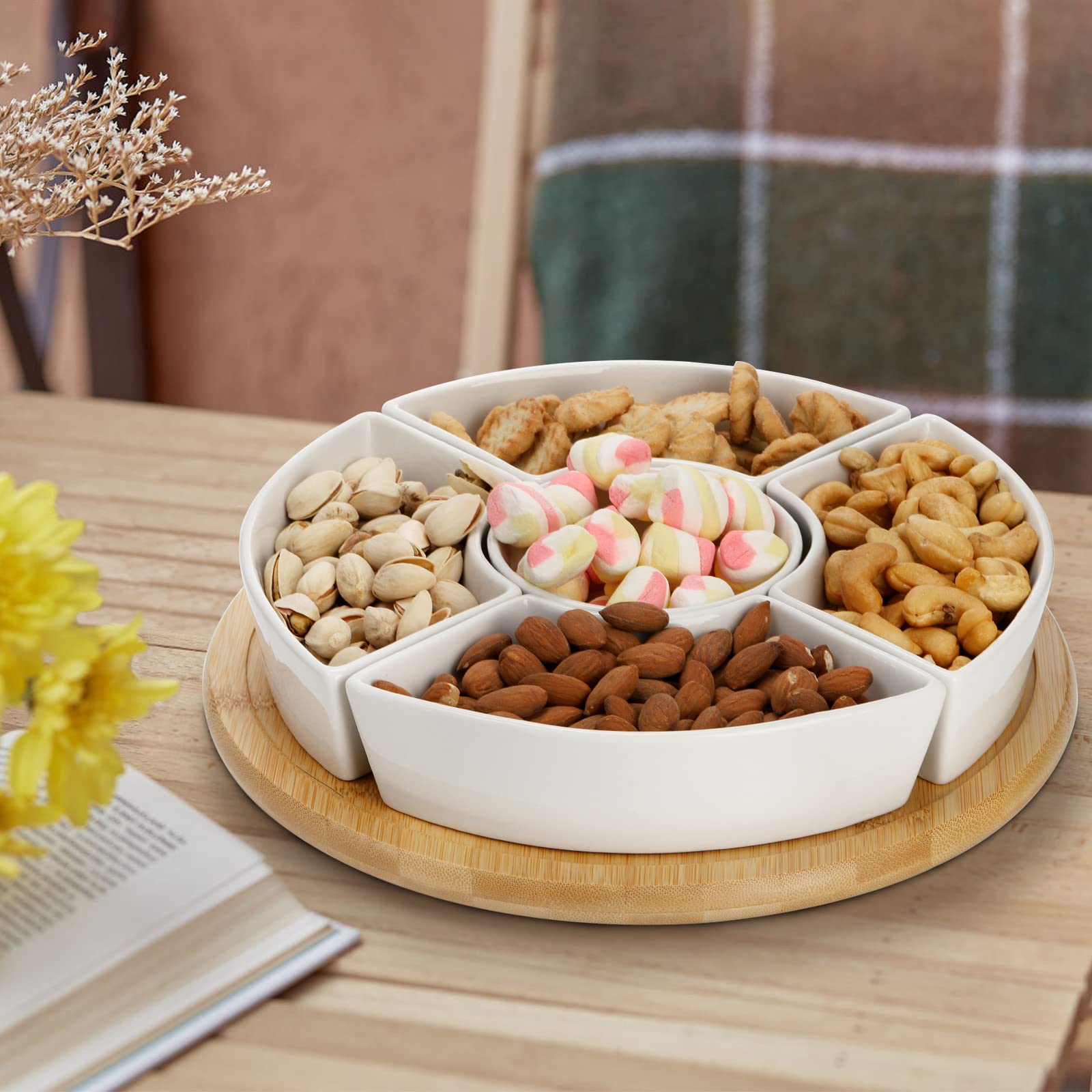Lyellfe divided dish Christmas party display adds festive presentation