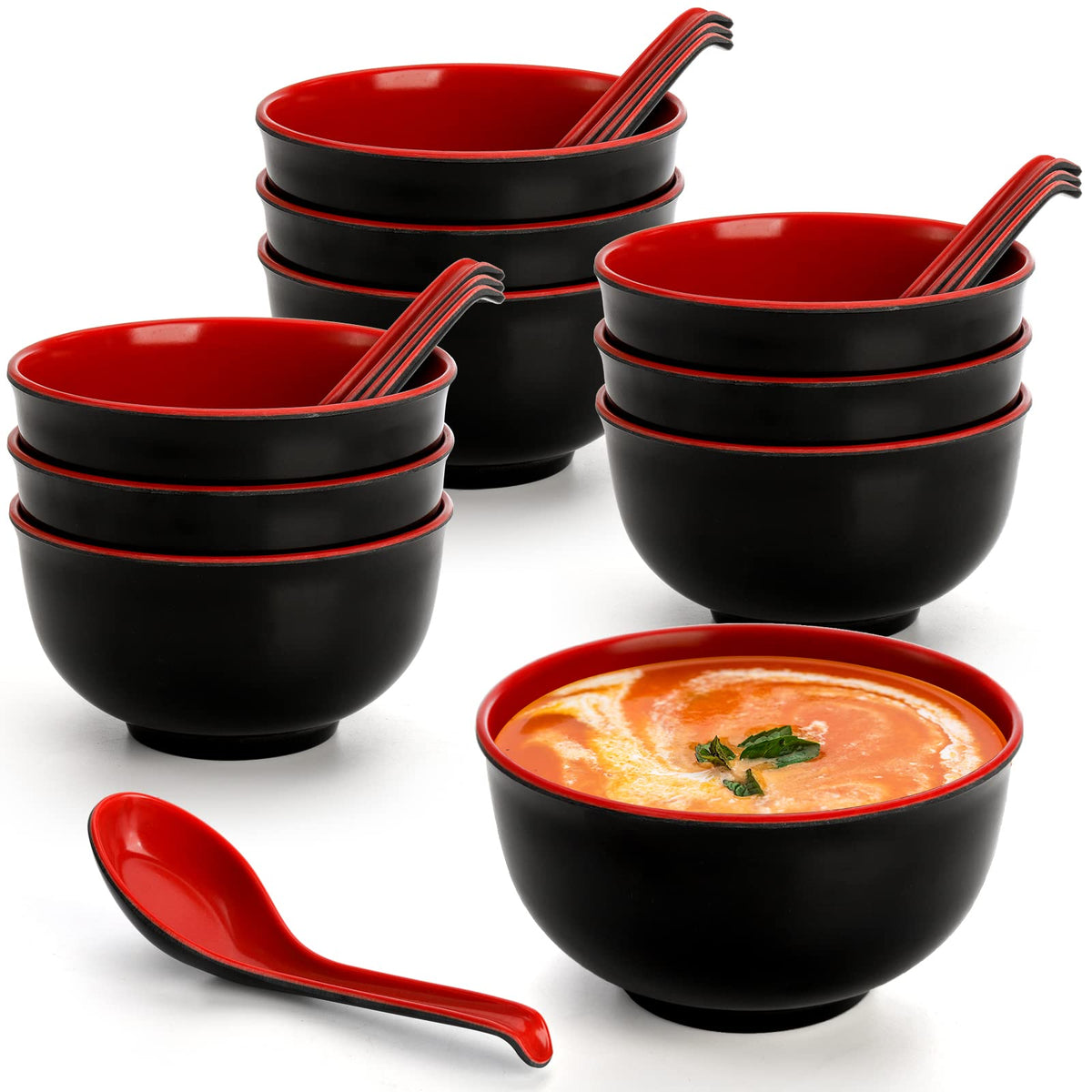 Lyellfe miso soup bowl with spoon, 16 oz, dishwasher safe for busy nights.