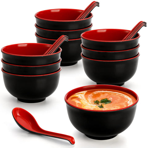 Lyellfe miso soup bowl with spoon, 16 oz, dishwasher safe for busy nights.