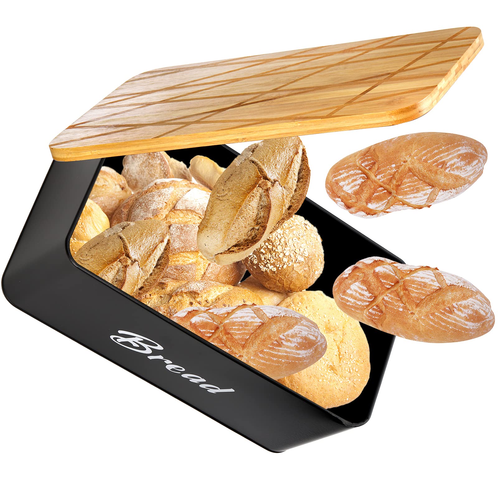 Lyellfe countertop bread box in a modern black finish compliments any style.