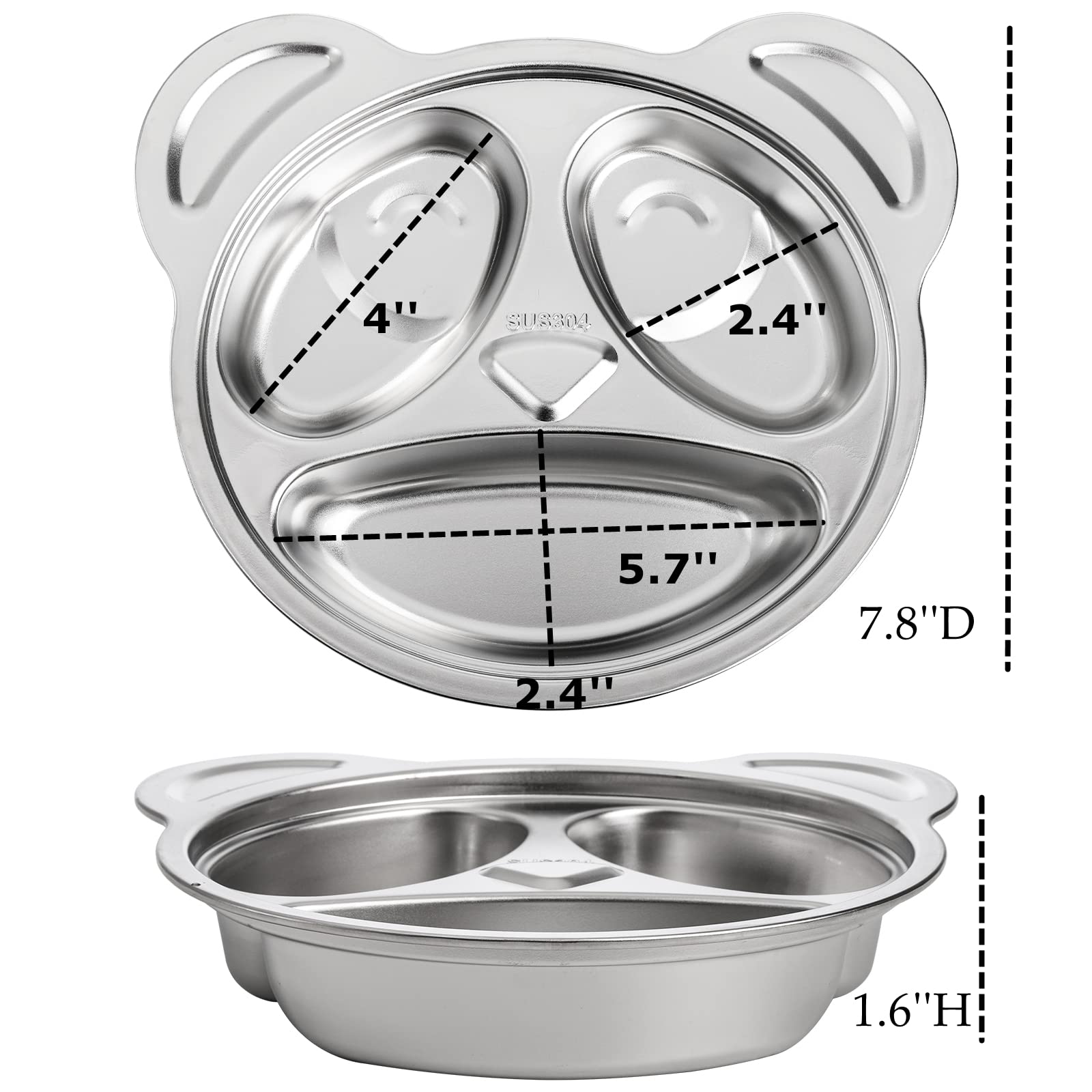 Lyellfe panda divided plate close-up showing three sections for portion control.