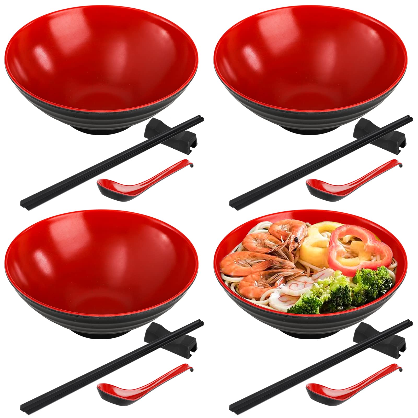 Lyellfe ramen bowl set with four bowls for family meals