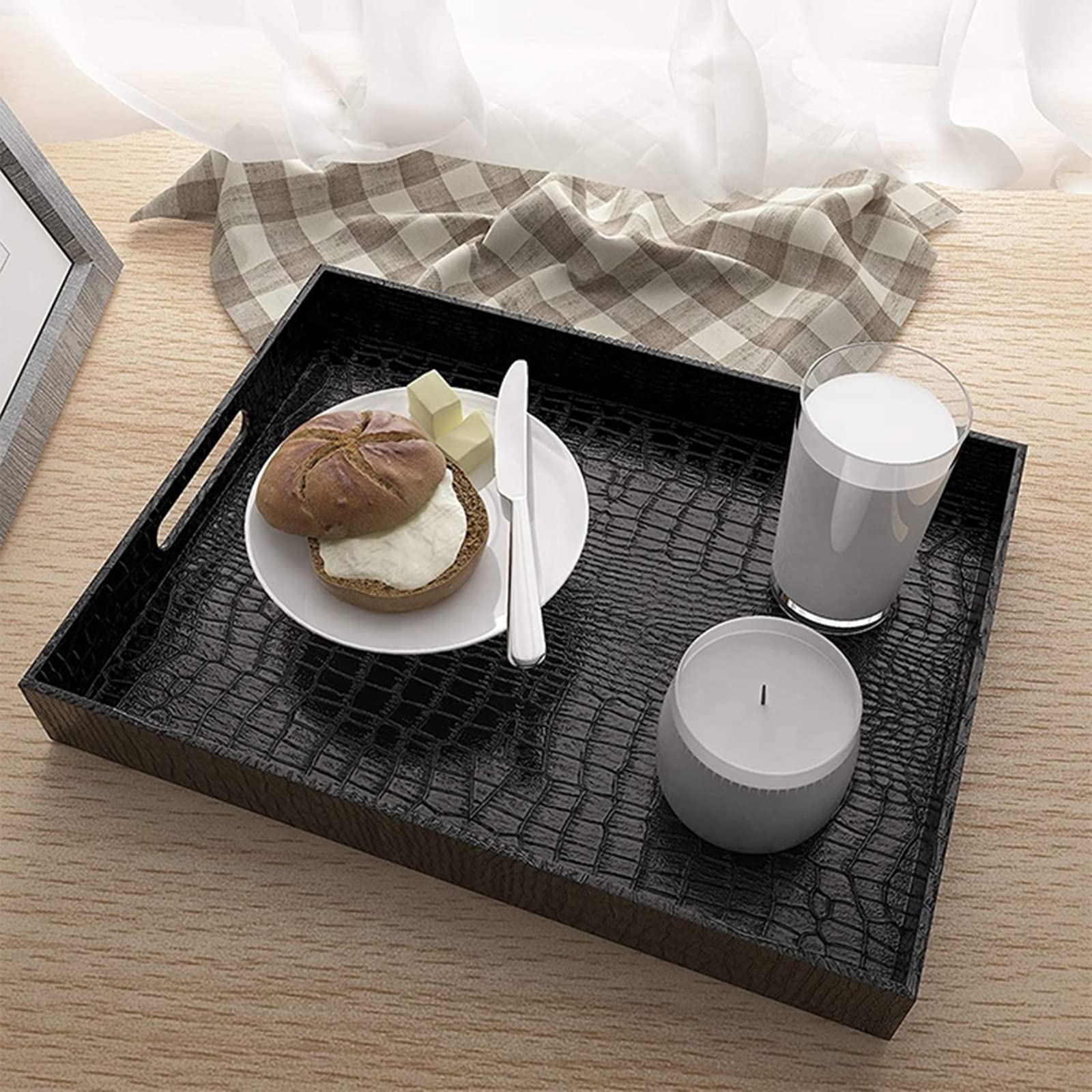 Lyellfe serving tray for kitchen counter keeps drinks and snacks ready.