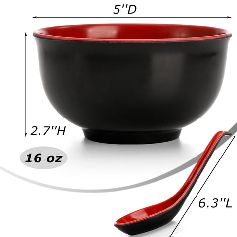 Lyellfe ramen bowl with spoon, melamine, unbreakable and easy to clean.