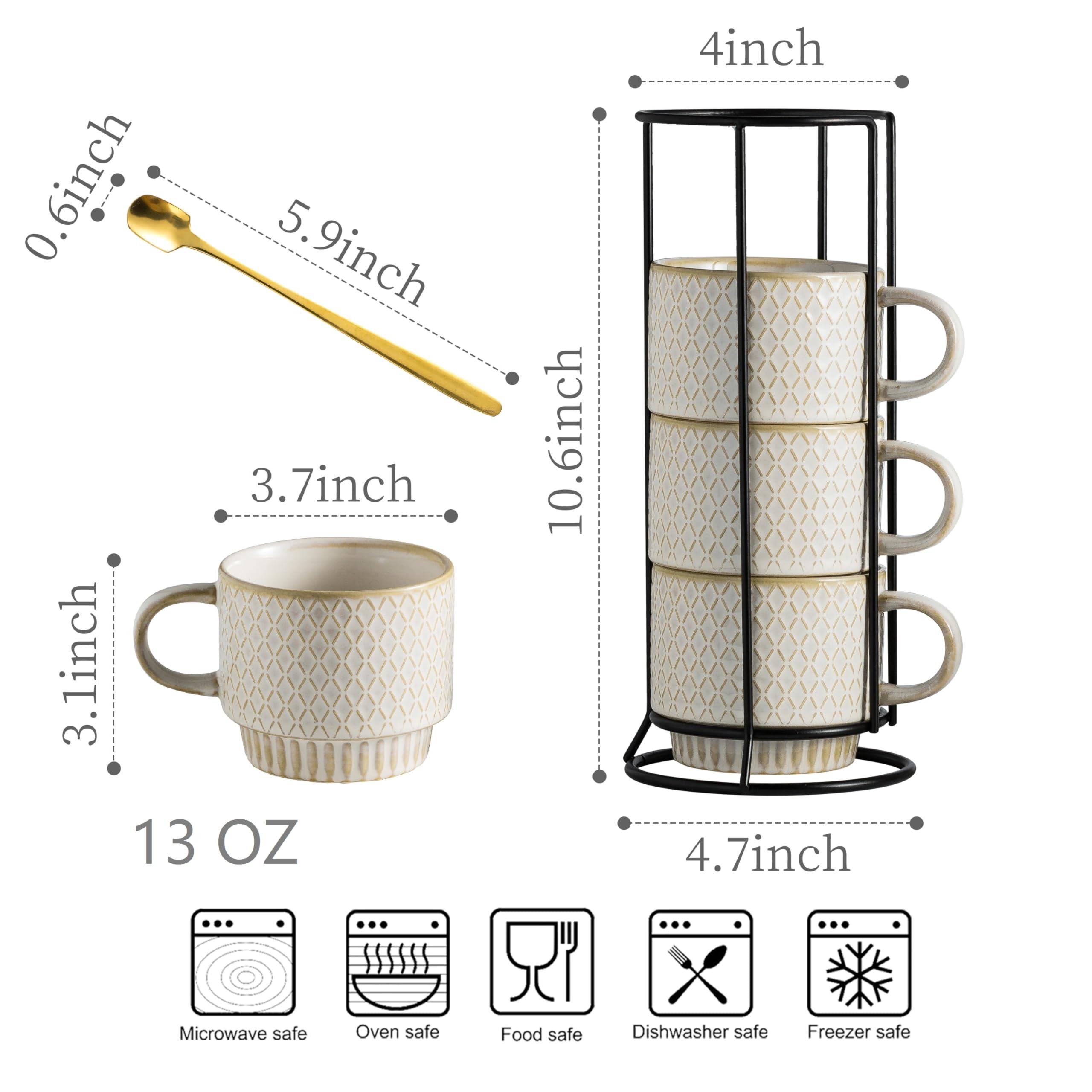 LYEOBOH ceramic mug 13oz with elegant beige glaze for everyday sipping