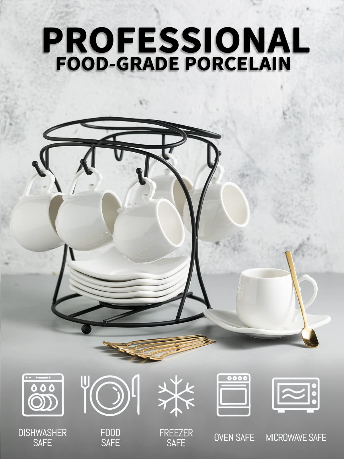 LYEOBOH demitasse cups with delicate handles offer easy grip during espresso moments.