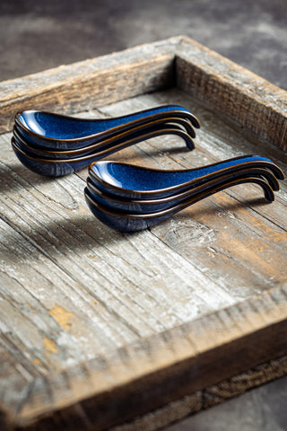 LYEOBOH blue-glazed ceramic spoons bring everyday durability and style.
