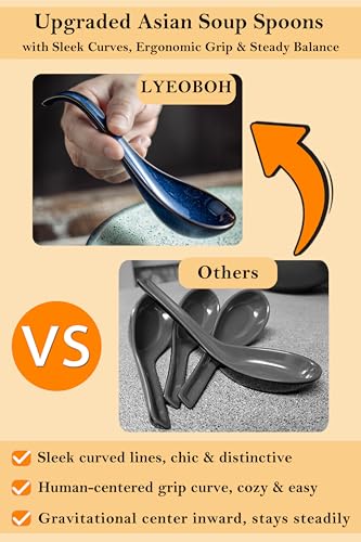 LYEOBOH deep-bowl spoons are ideal for ramen, pho, and noodle dishes.