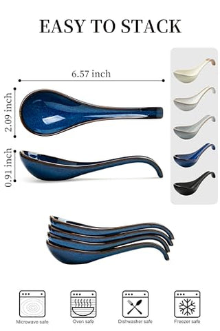 LYEOBOH ramen spoon with deep-bowl design for easy sipping of hot broth.