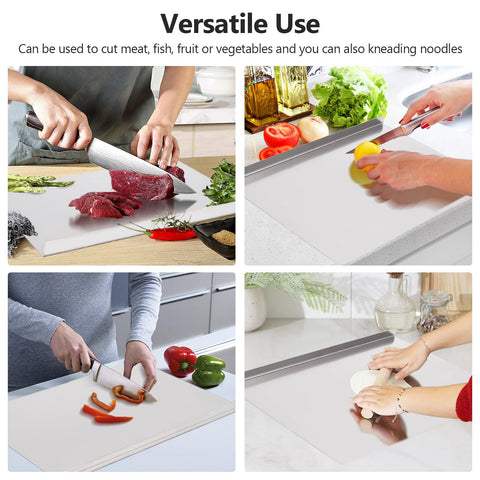 LYHLYA stainless steel cutting board multi-use surface for kitchen prep and serving.