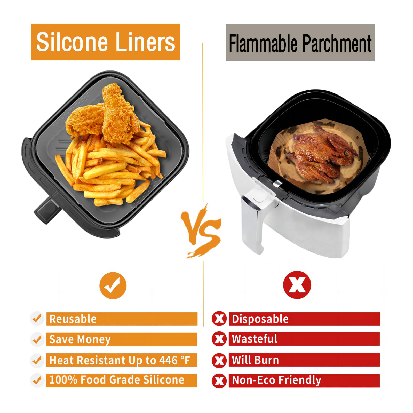 LYHOLKEER silicone air fryer liner perforations on both sides enable even circulation.