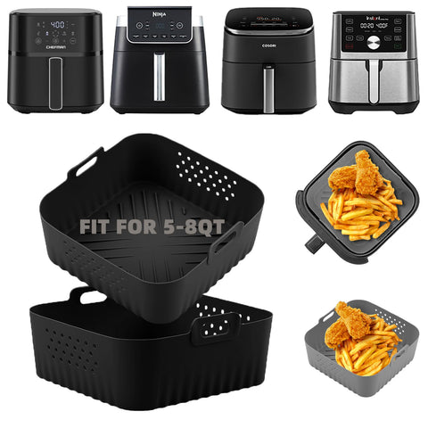 LYHOLKEER silicone air fryer liner bottom 8in for even heat and easy cleanup.
