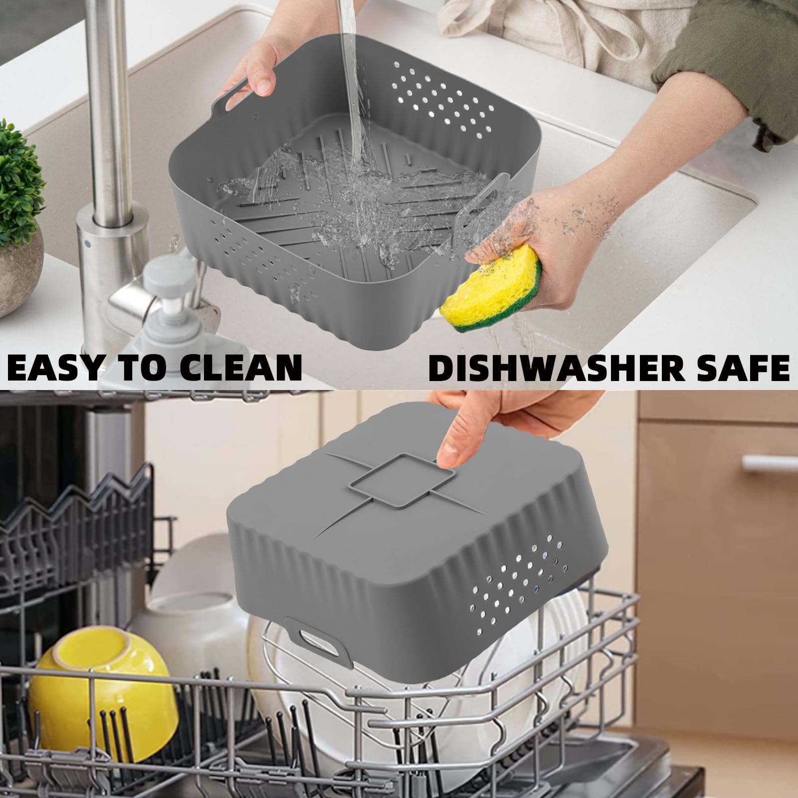LYHOLKEER silicone liner dishwasher-safe for quick cleanup after cooking.