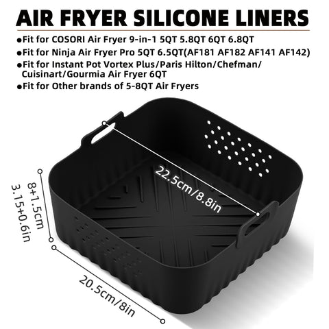 LYHOLKEER silicone air fryer liner top 8-8in for full coverage and secure fit.