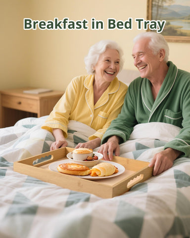 LYNG bamboo tray with ergonomic handle for comfortable lifting