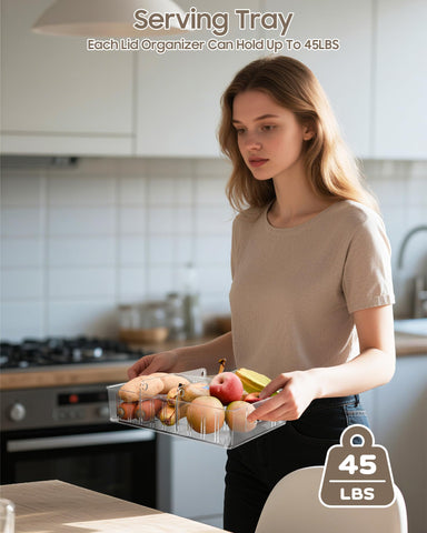 LYNG lid organizer versatile for pantry, fridge, and shelves.
