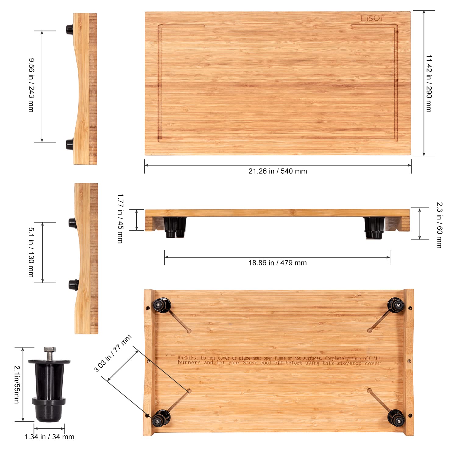 Lynicon cutting board fits over microwaves and ovens, ideal for small kitchens and dorms.