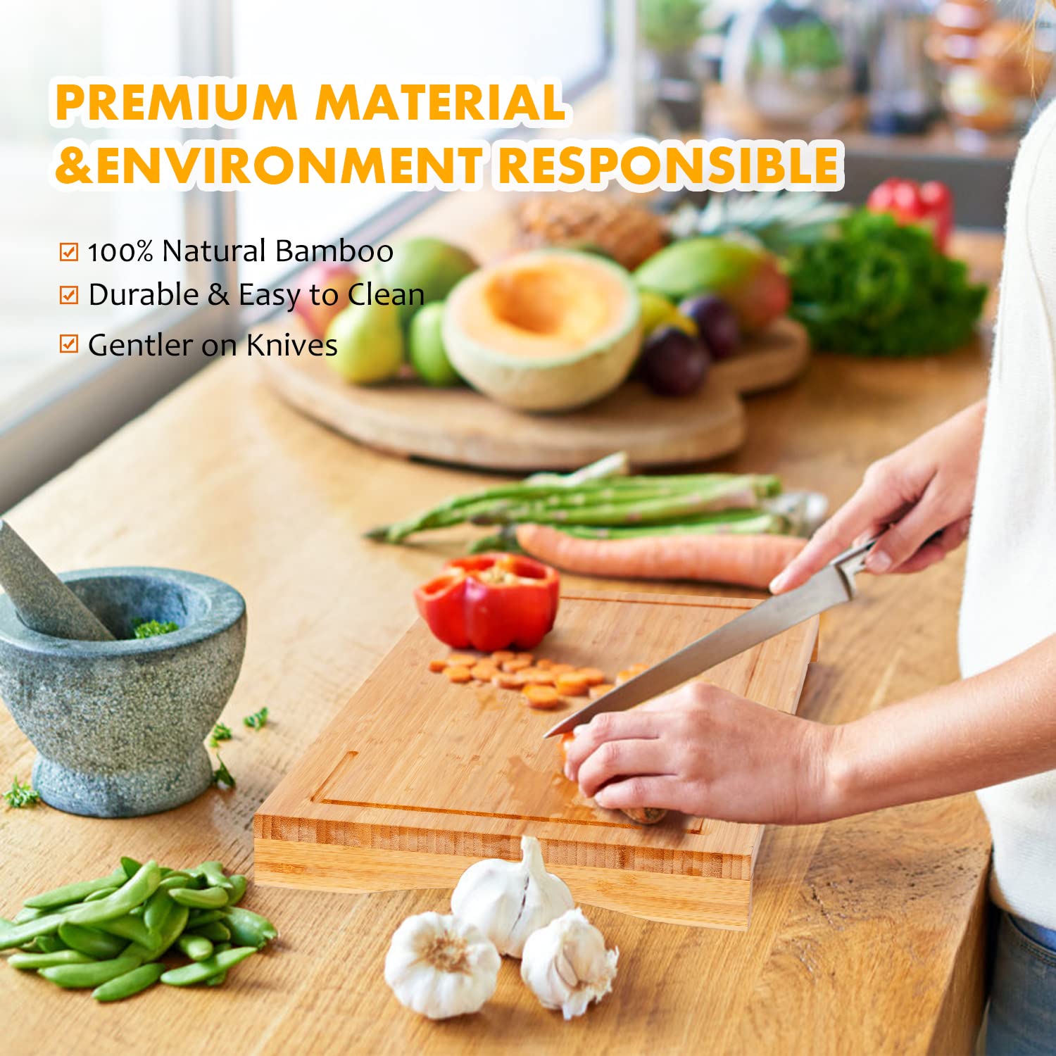 Lynicon dual-purpose cutting board over counter doubles as a stove cover for extra prep space.
