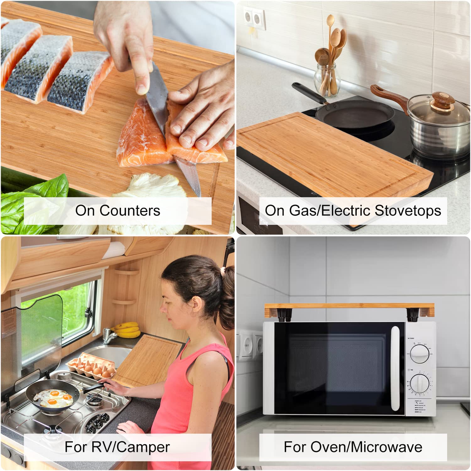 Lynicon eco-friendly bamboo kitchen block highlights natural, sustainable materials for everyday prep.