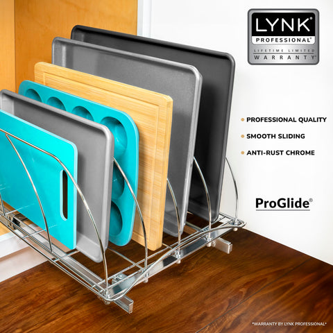 LYNK PROFESSIONAL cookie sheet organizer separates sheets for easy access