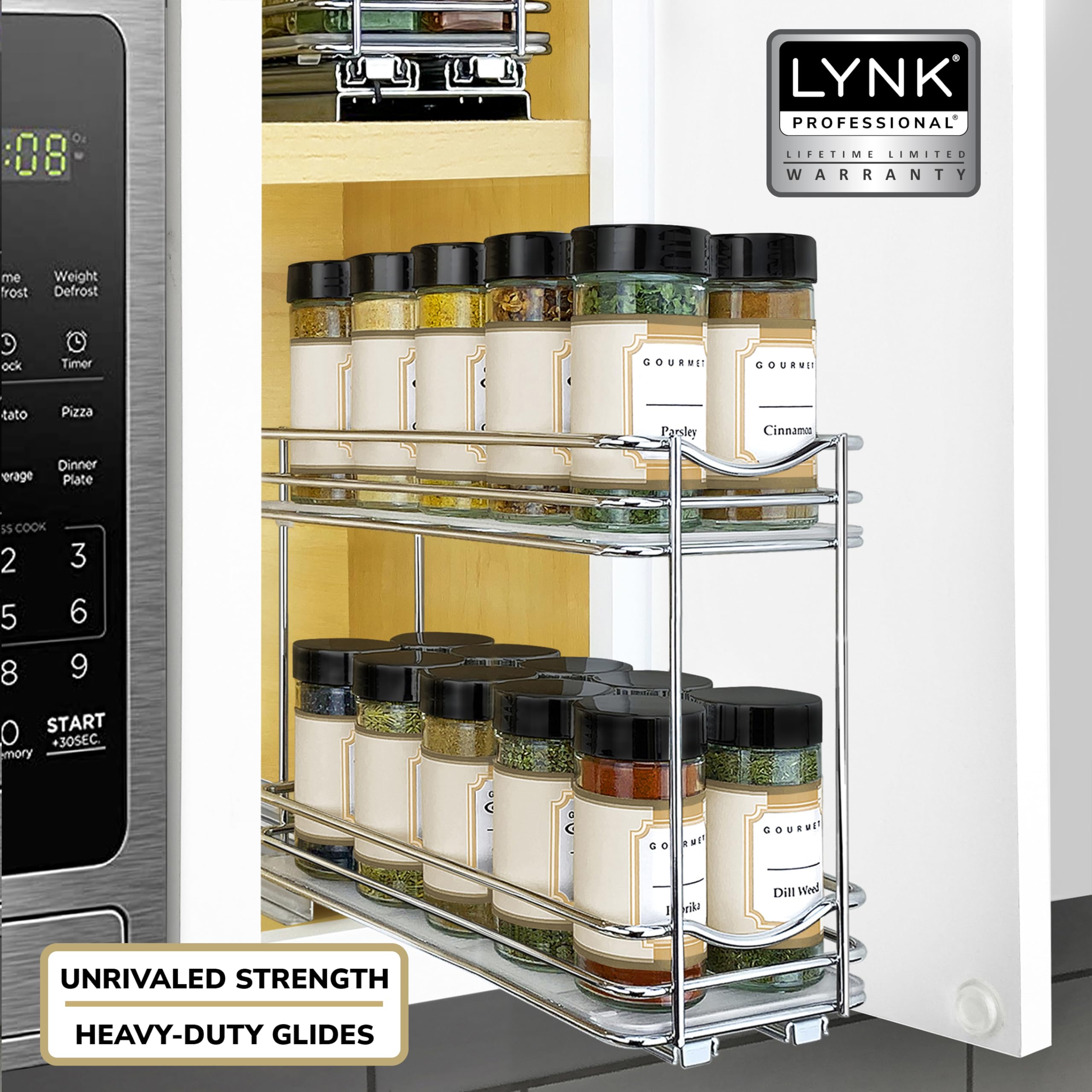 LYNK PROFESSIONAL inside-cabinet view highlights vertical storage and quick bottle access.