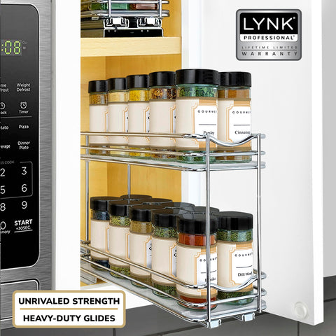 LYNK PROFESSIONAL inside-cabinet view highlights vertical storage and quick bottle access.