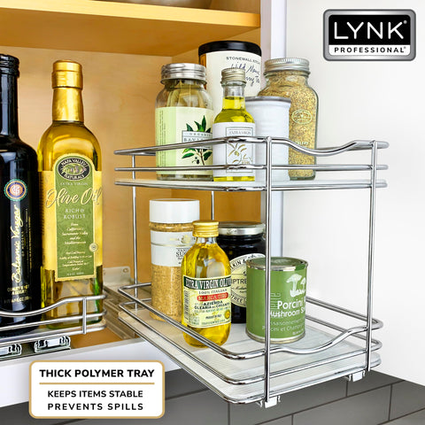 Heavy-duty 1/8 inch polymer tray locks in place to guard against spills.