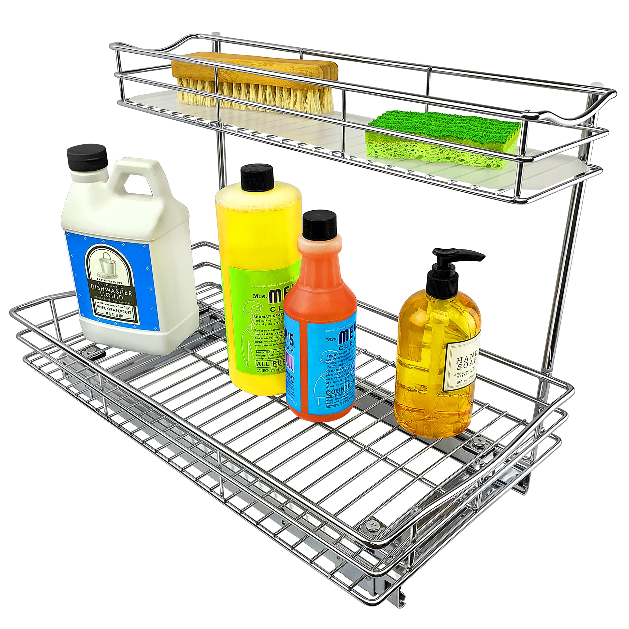 LYNK PROFESSIONAL pull-out under-sink organizer showing tidy cabinet access
