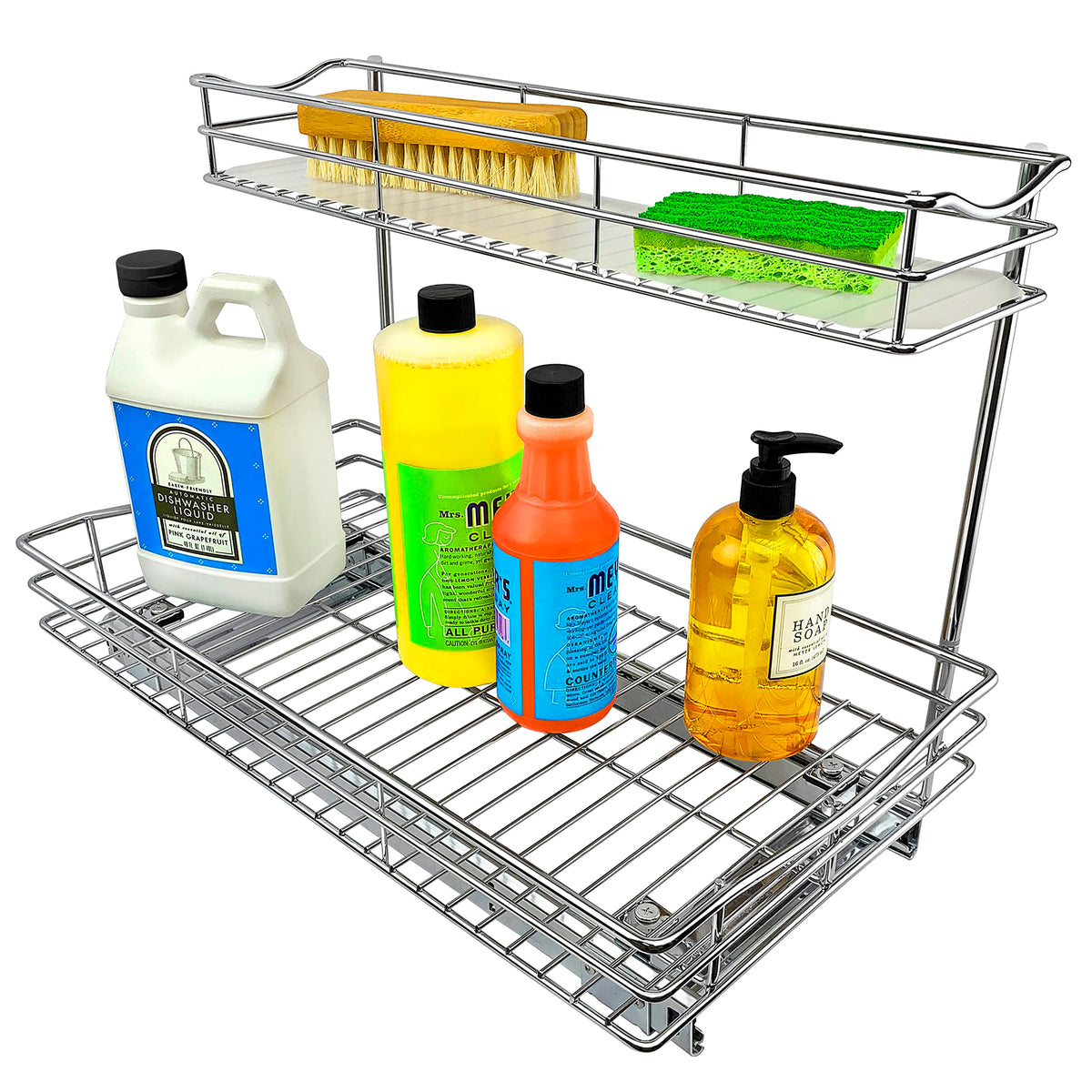 LYNK PROFESSIONAL pull-out under-sink organizer showing tidy cabinet access