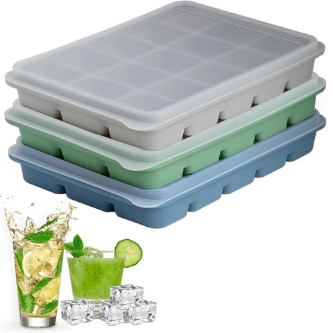 LYQOQYL ice cube tray with green lid for easy release and odor control