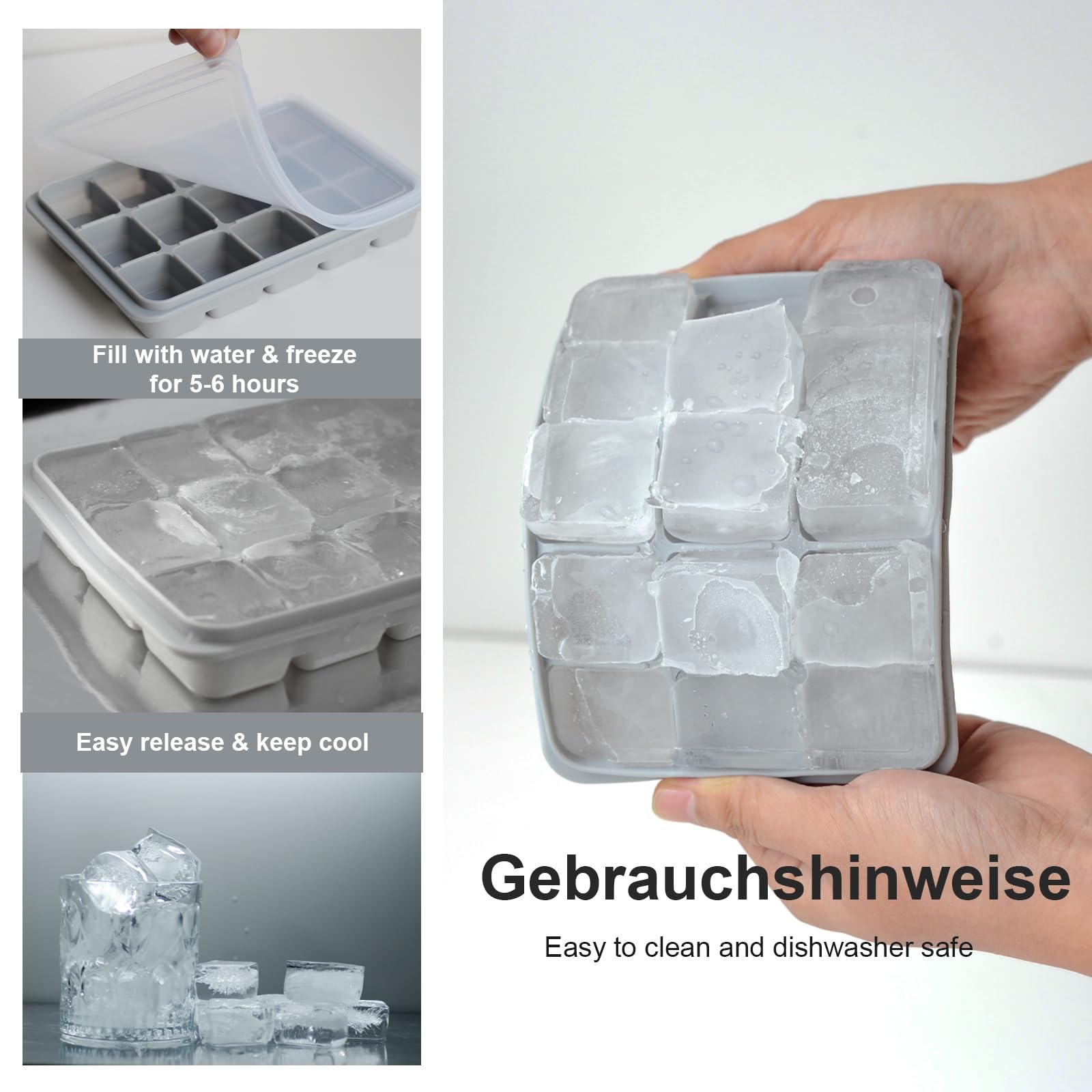LYQOQYL large ice cubes tray in green for cocktails and baby food