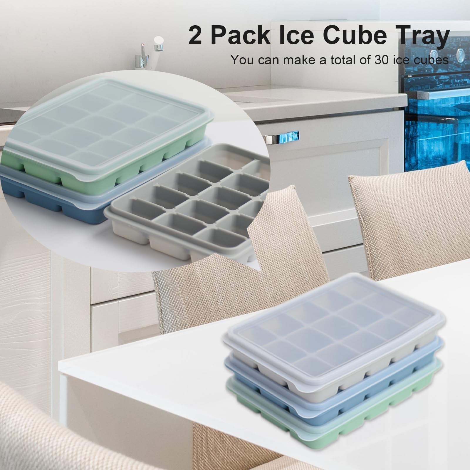 LYQOQYL silicone ice tray with metal rim for sturdy filling