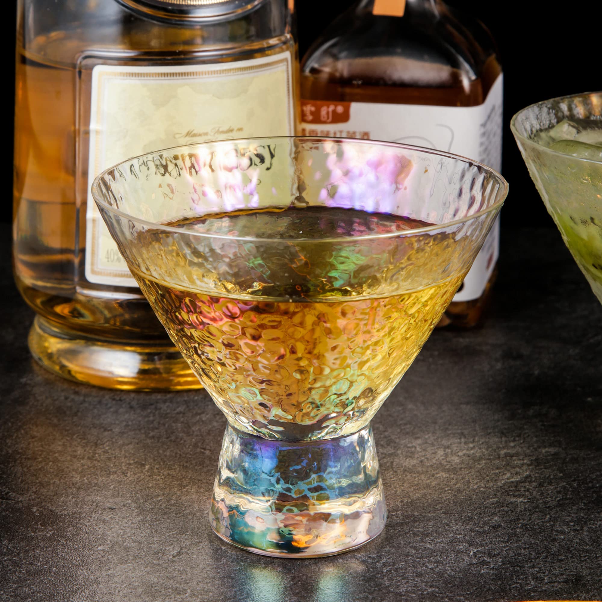 Lysenn iridescent stemless martini glasses durable glass with scratch resistance and longevity