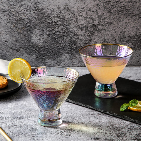 Lysenn iridescent stemless martini glasses gift-ready packaging for special occasions