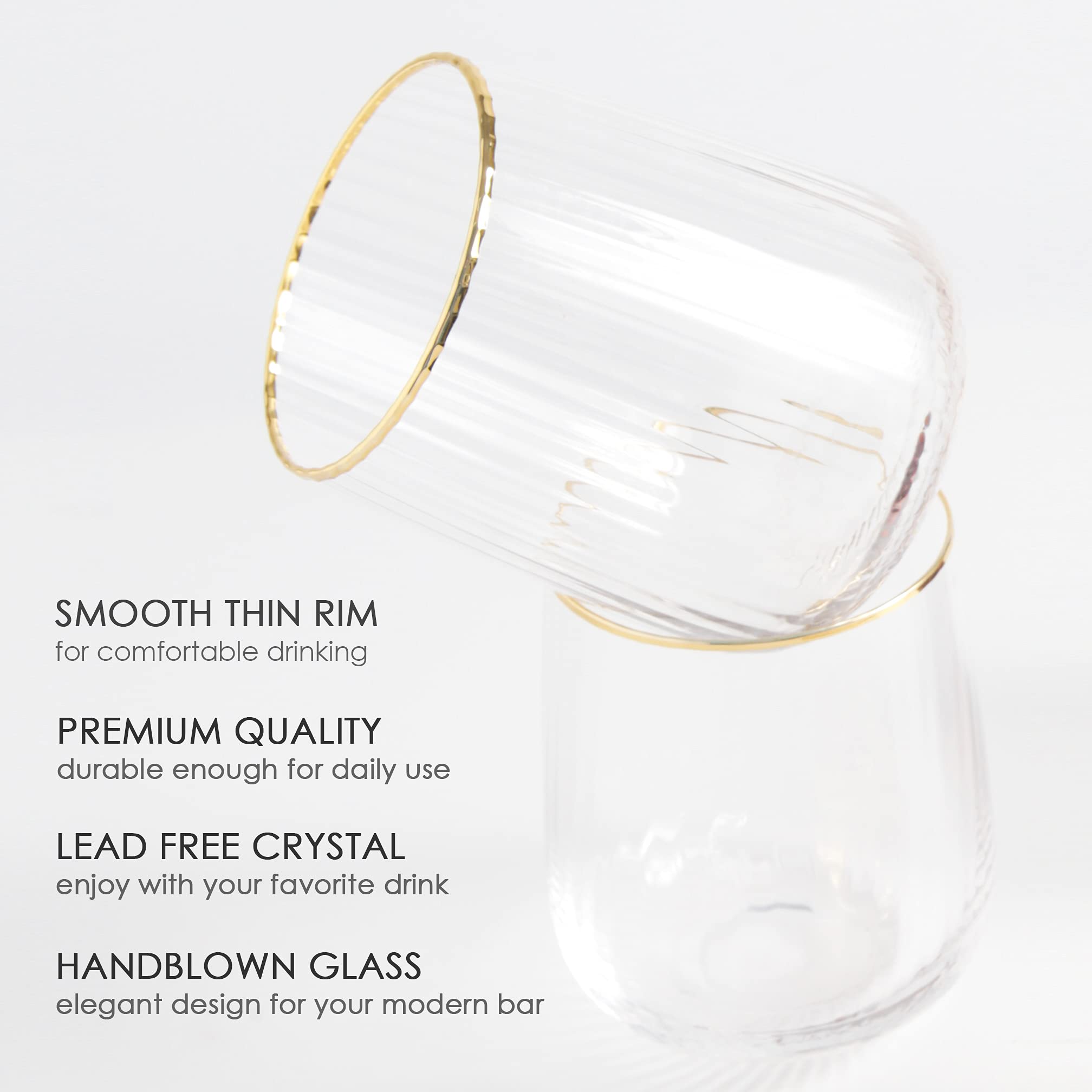Lysenn vertical stripe design wine glasses with modern texture.