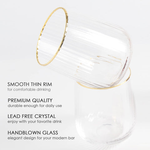 Lysenn vertical stripe design wine glasses with modern texture.