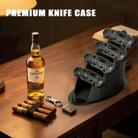 LyunZiS compact five-knife rack for hunting and folding knives