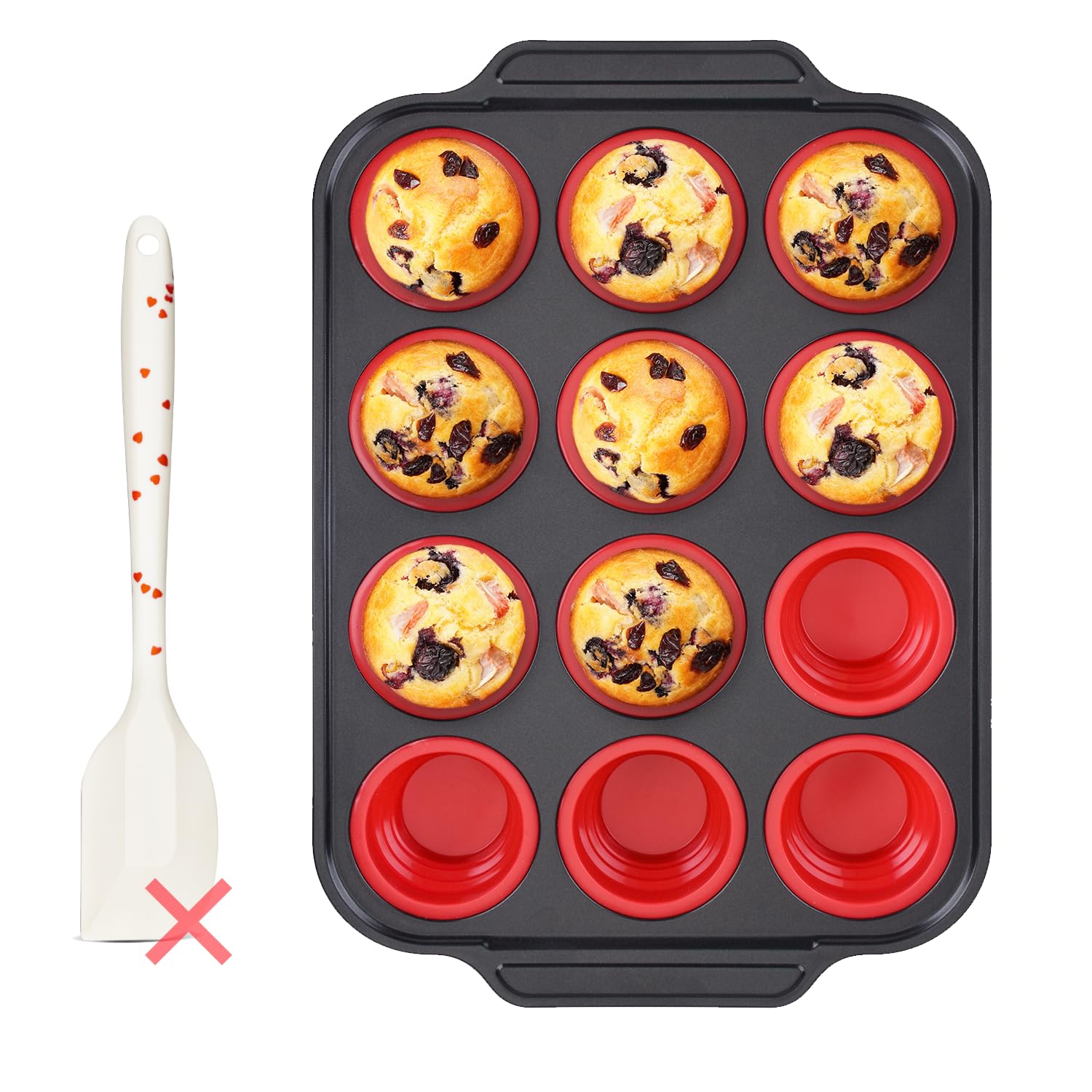 Lyveit silicone muffin pan with metal reinforced frame ready for oven use