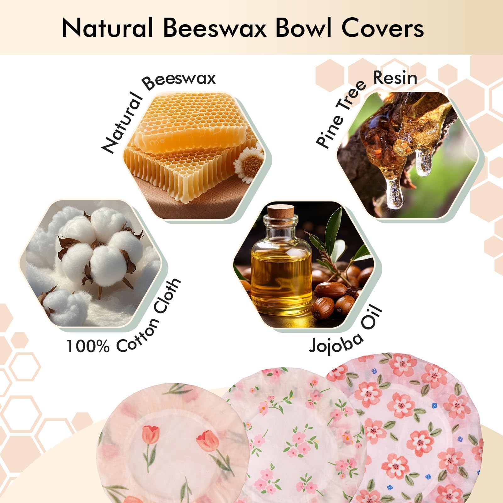 Lyvhoris beeswax bowl cover closeup shows natural ingredients and flexible seal
