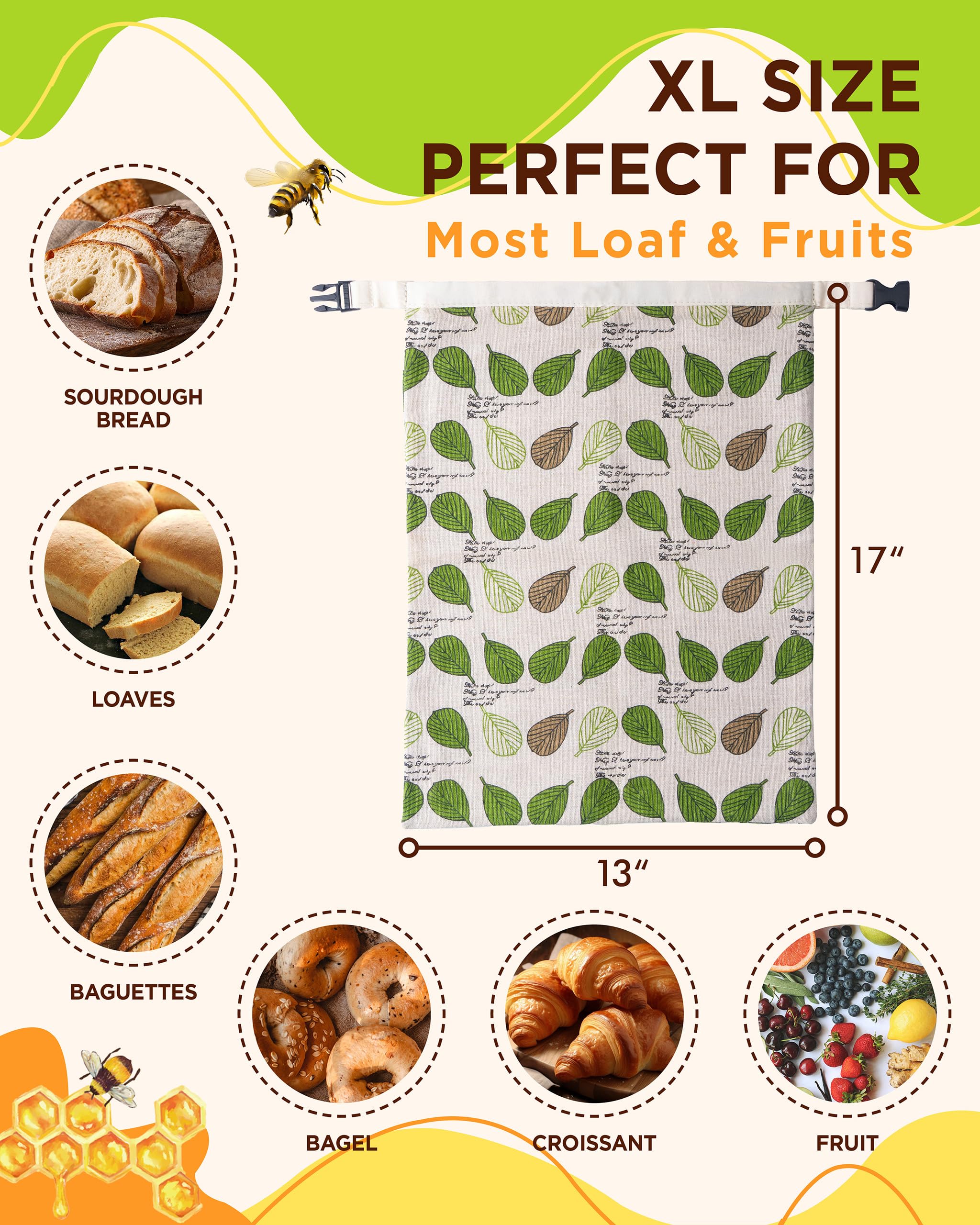 Lyvhoris beeswax bread bag with double-layer fabric preserves loaf freshness.