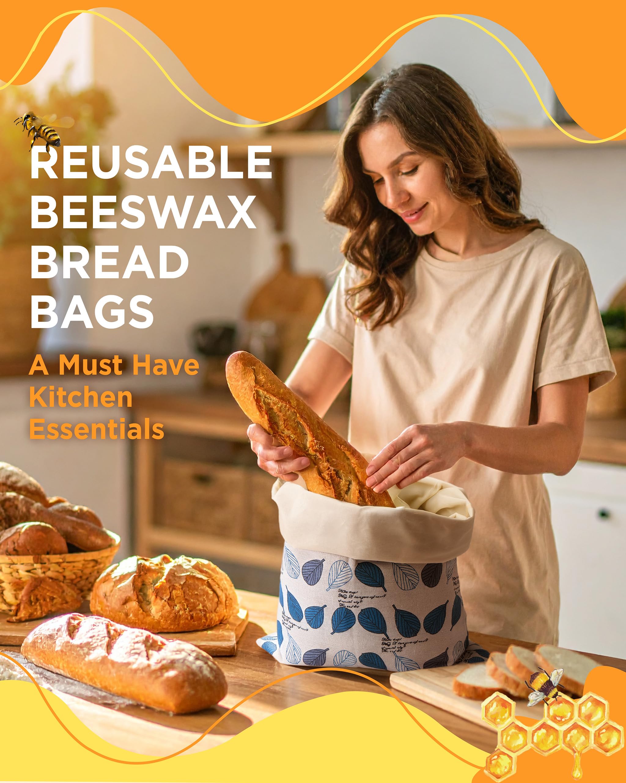 Lyvhoris beeswax bread bags gift-ready packaging for baking lovers
