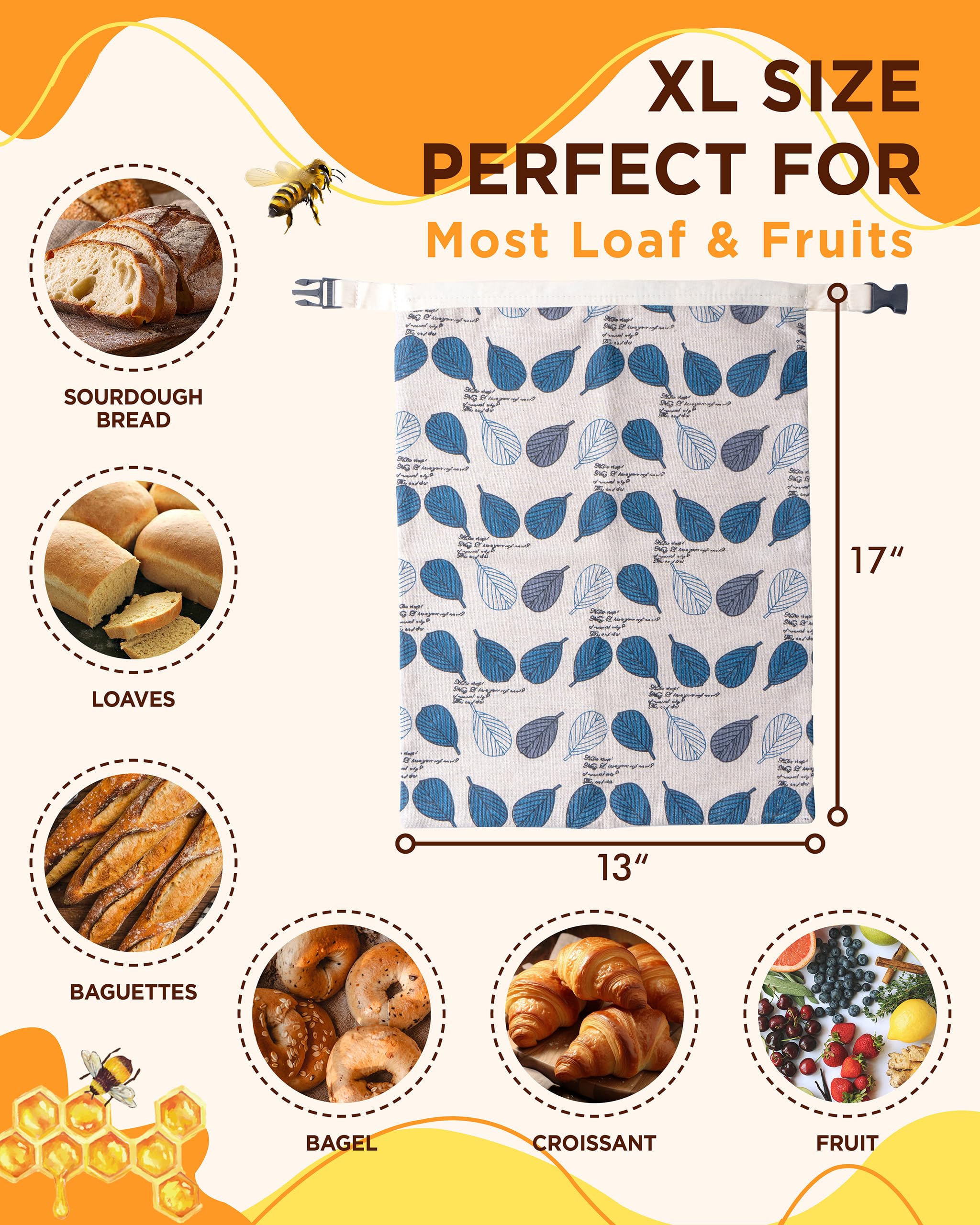 Lyvhoris beeswax bread bags interior lining preserves texture and breathability