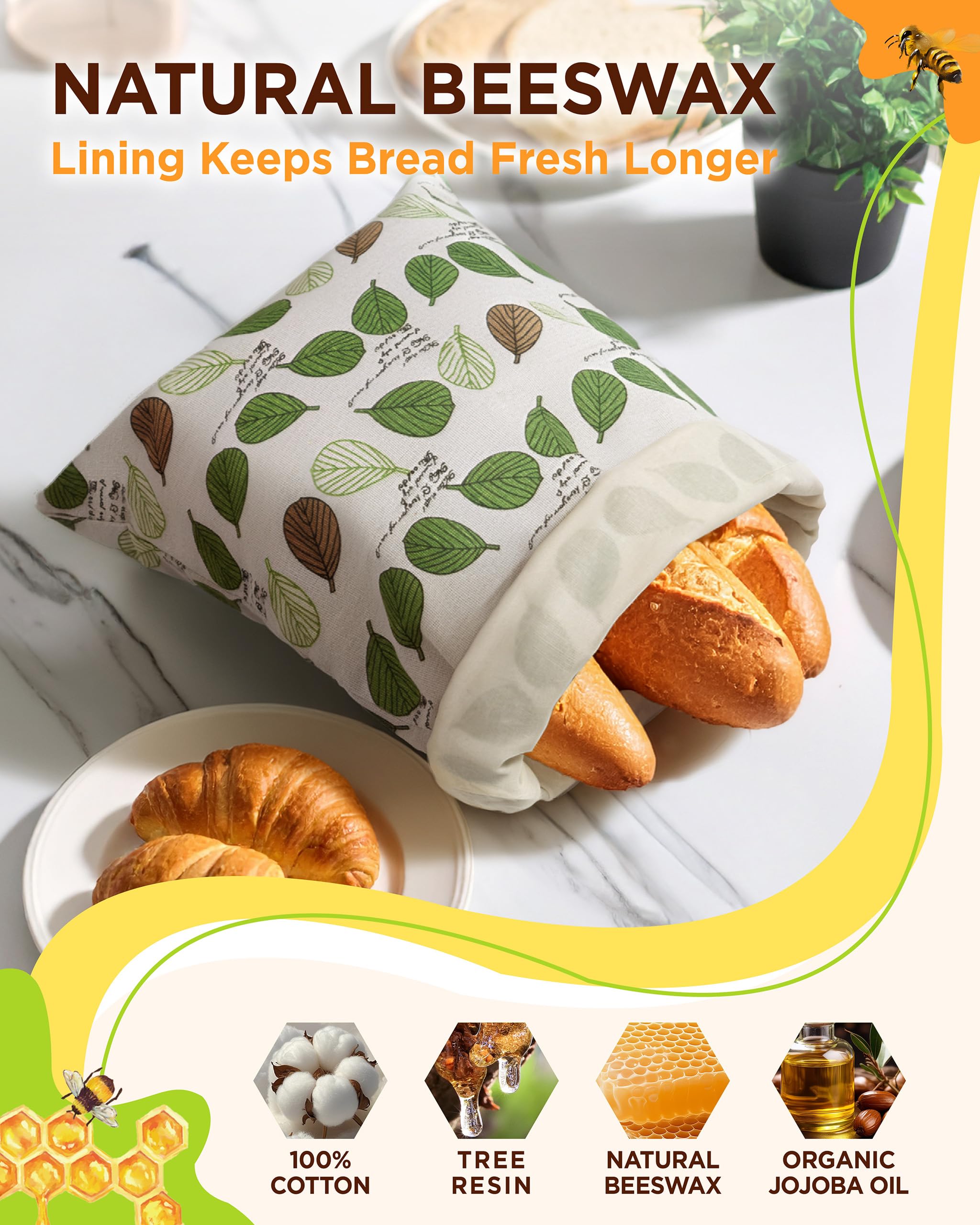 Lyvhoris beeswax bread bag with roll-up buckle seals air while bread breathes.