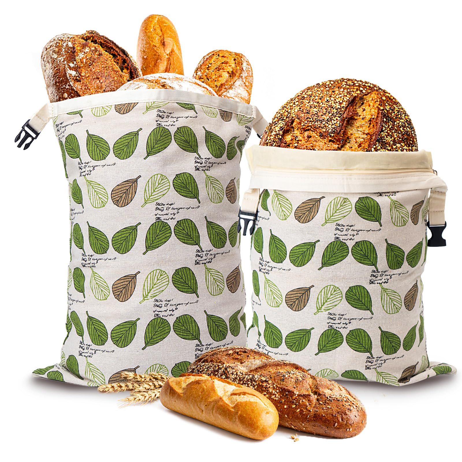 Lyvhoris beeswax bread bags with zipper closure keep sourdough crust fresh on the counter.