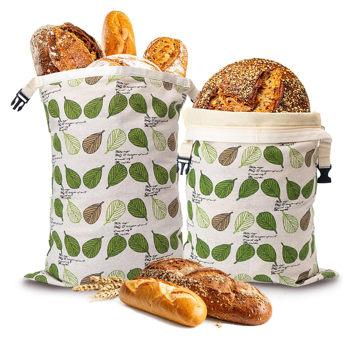 Lyvhoris beeswax bread bags with zipper closure keep sourdough crust fresh on the counter.