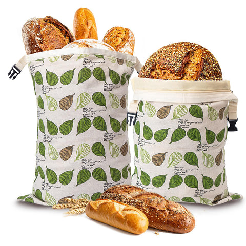 Lyvhoris beeswax bread bags with zipper closure keep sourdough crust fresh on the counter.