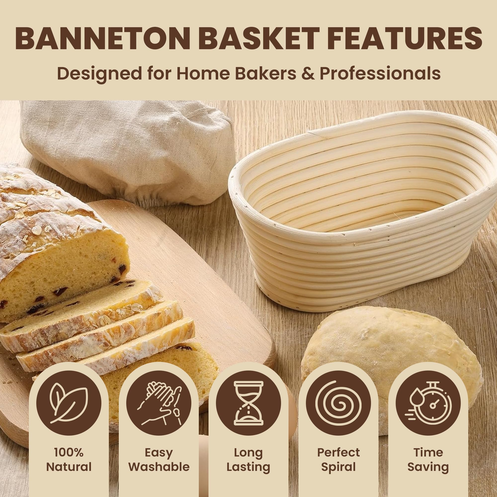 Closeup of natural rattan texture on Lyvo banneton basket
