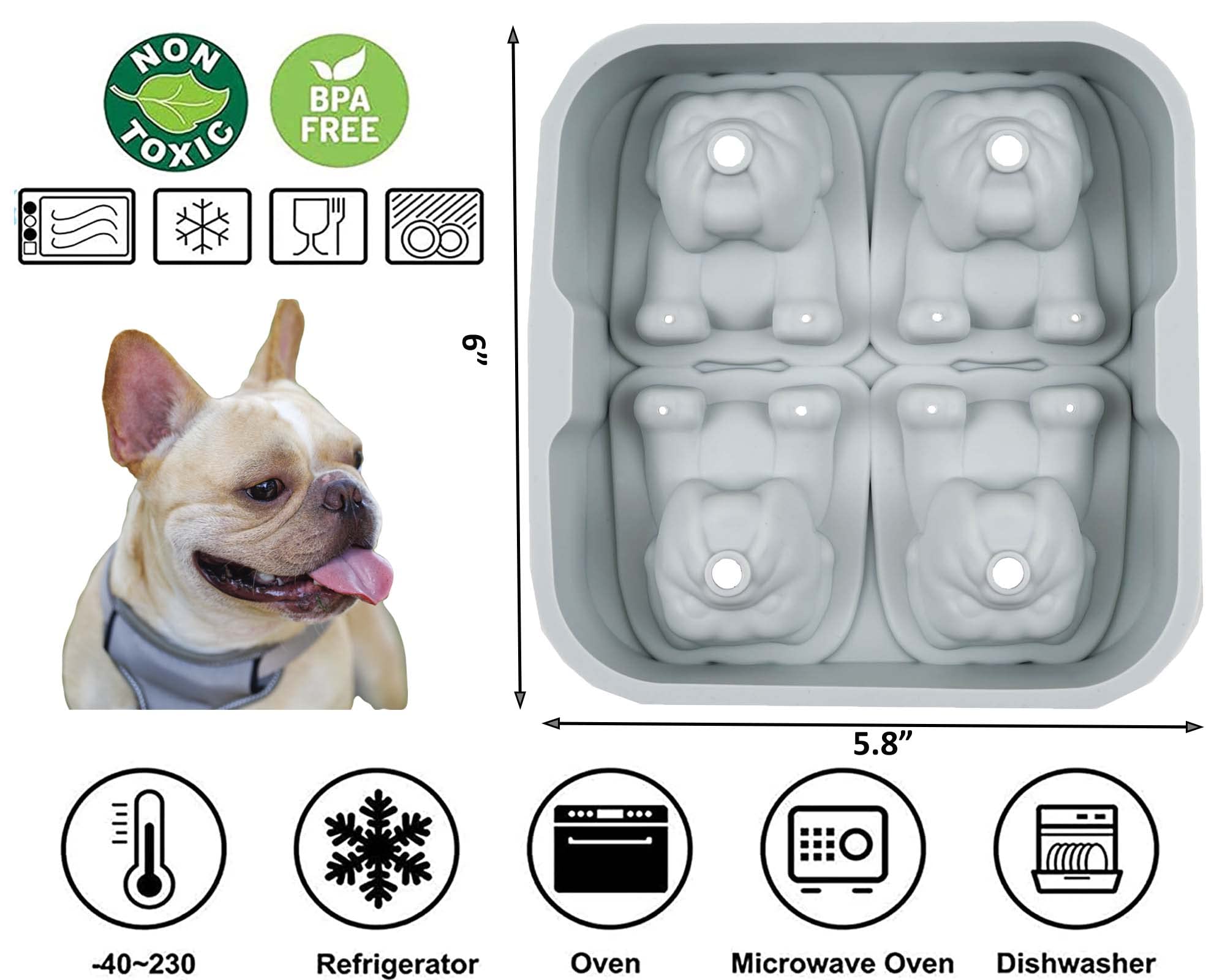 LYWUU large bulldog ice cubes 2.5 inches keep drinks cooler without quick dilution.