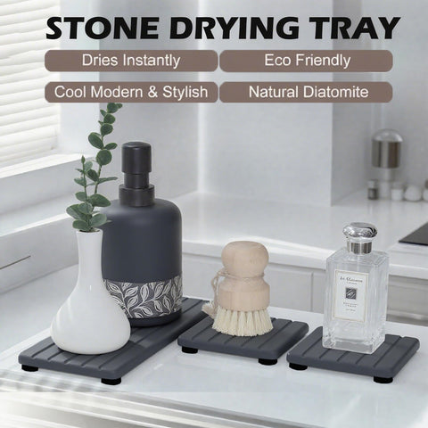 Lyxel 3-piece diatomite set on a counter.
