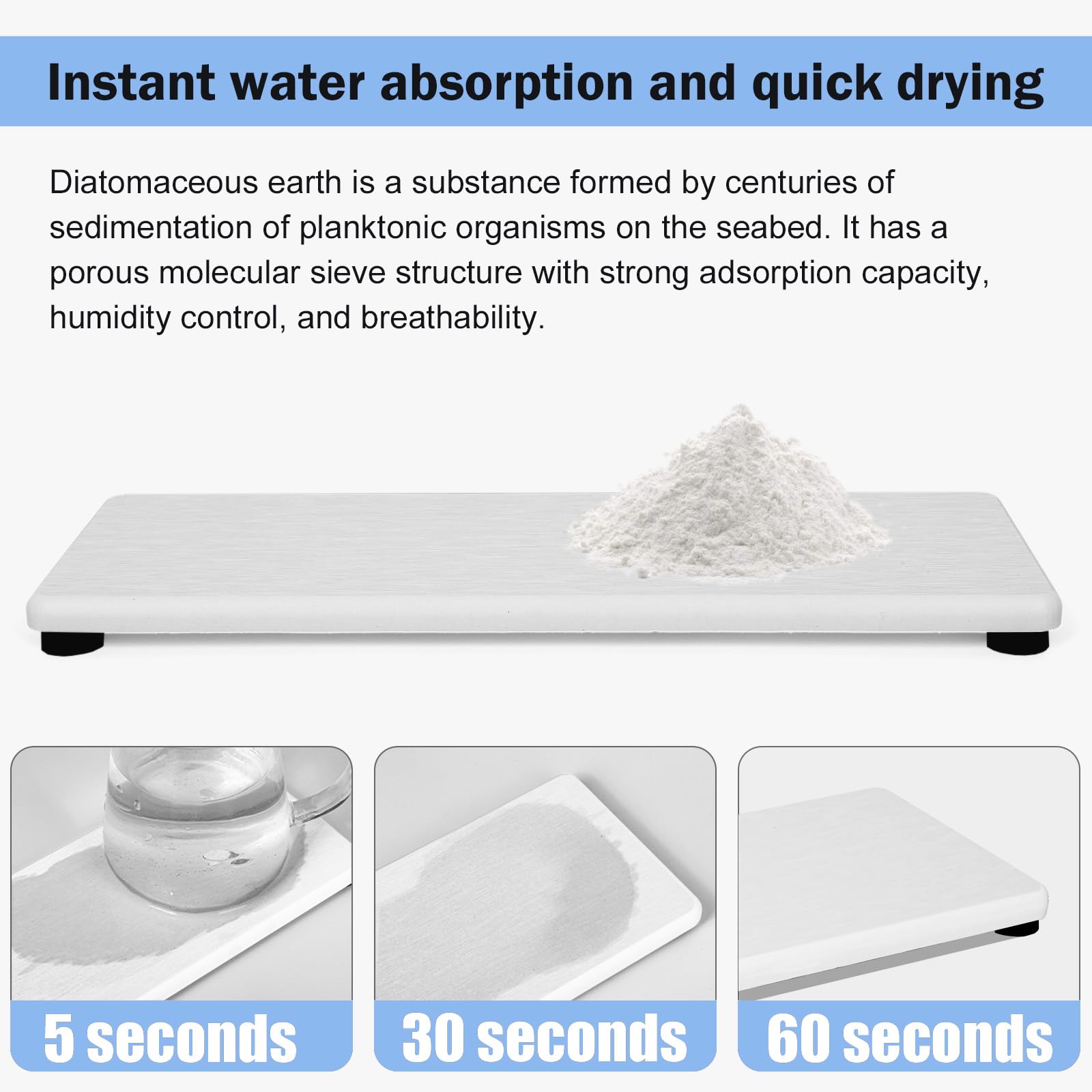 Lyxel anti-slip stone tray with silicone feet stays securely in place.